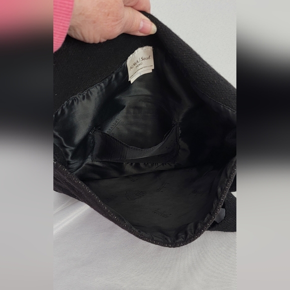 Alma Soul Black Floral Embroidered & Wool Crossbody Bag - Picture 8 of 11